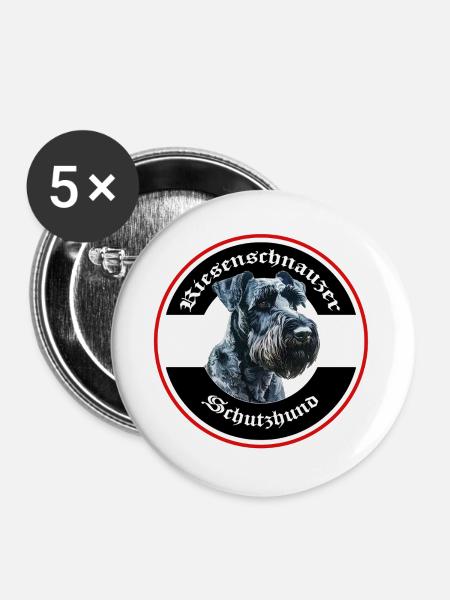 Riesenschnauzer Schutzhund Emblem - Buttons groß 56 mm (5er Pack) - Weiß