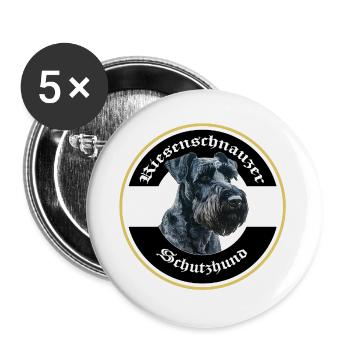 Riesenschnauzer Schutzhund Emblem - Buttons groß 56 mm (5er Pack) - Weiß - Vorne