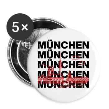 MÜNCHEN SKYLINE, MÜNCHENLIEBE ISARLOVE - Buttons groß 56 mm (5er Pack) - Weiß - Vorne