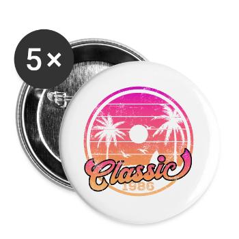Classic 1986 Sunset Palms - Buttons large 2.2''/56 mm (5-pack) - white - Front