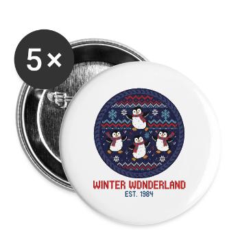 Motif Winter wonderland Penguins Winter Wonderland - Buttons large 2.2''/56 mm (5-pack) - white - Front