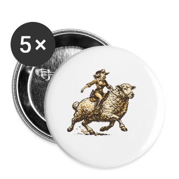 Western Rider on Sheep - Buttons large 2.2''/56 mm (5-pack) - white - Front