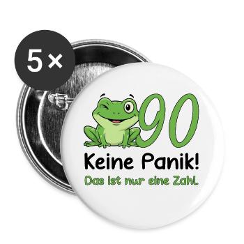 90 Birthday Desig – Don't Panic! Funny Frog - Buttons large 2.2''/56 mm (5-pack) - white - Front