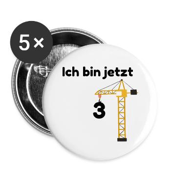 3rd Birthday Kids Shirt – Construction Crane Motif - Buttons large 2.2''/56 mm (5-pack) - white - Front