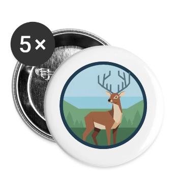 Hirsch - Buttons groß 56 mm (5er Pack) - Weiß - Vorne