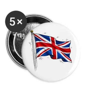 Great Britain England Flag - Buttons large 2.2''/56 mm (5-pack) - white - Front