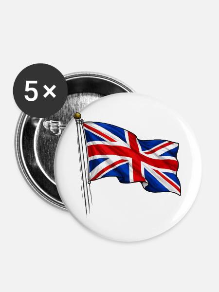 Großbritannien England Fahne - Buttons groß 56 mm (5er Pack) - Weiß
