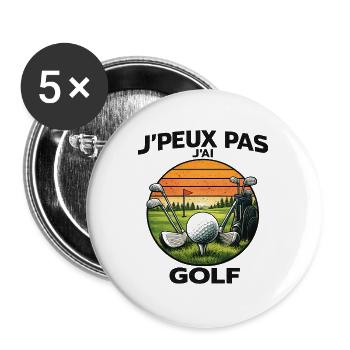 Golf Sunset Retro – I Can't - Buttons large 2.2''/56 mm (5-pack) - white - Front