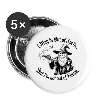 Aus den Zaubern, aber nicht aus den Hüllen - Cool Wizard - Buttons groß 56 mm (5er Pack) - Weiß - Vorne