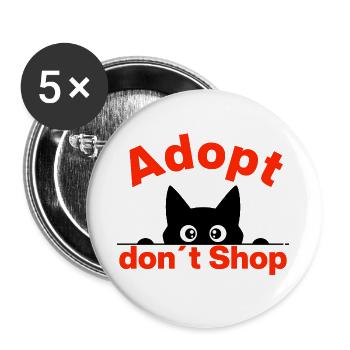 ADOPT, DON'T BUY – CAT LOVE CATLOVER - Buttons large 2.2''/56 mm (5-pack) - white - Front
