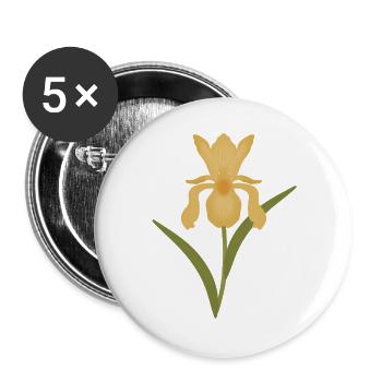 Golden Iris Bloom on Green - Buttons large 2.2''/56 mm (5-pack) - white - Front