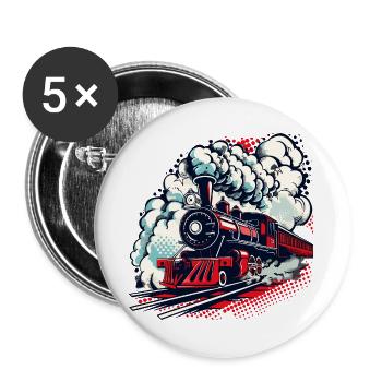 steam locomotive - Buttons large 2.2''/56 mm (5-pack) - white - Front