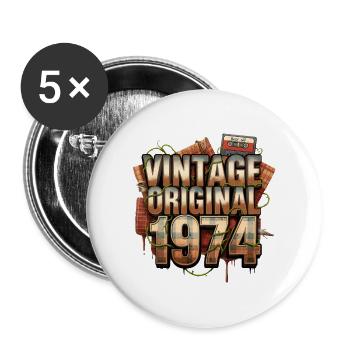 Rétro vintage 1974 - Lot de 5 grands badges (56 mm) - blanc - Devant