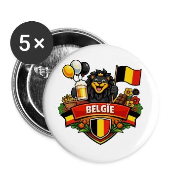Logo joyeux belge - Lot de 5 grands badges (56 mm) - blanc - Devant