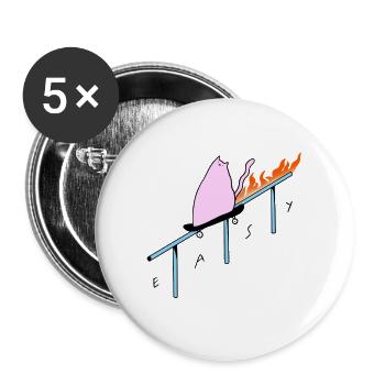 Easy_Cat - Buttons groß 56 mm (5er Pack) - Weiß - Vorne