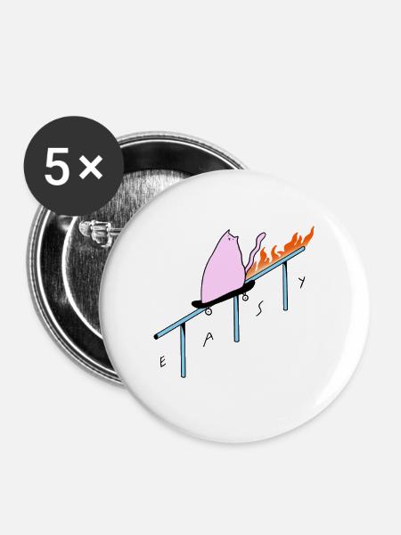 Easy_Cat - Buttons groß 56 mm (5er Pack) - Weiß
