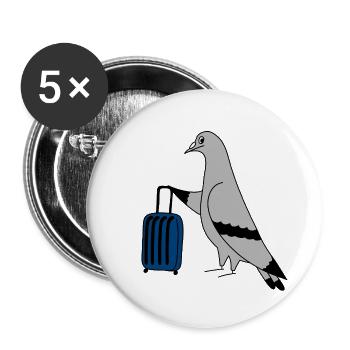 Pigeon with Suitcase – Minimal urban Illustration - Buttons large 2.2''/56 mm (5-pack) - white - Front