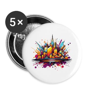 Colorful City Silhouette Explosion - Buttons large 2.2''/56 mm (5-pack) - white - Front