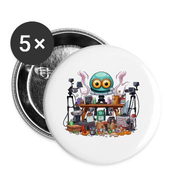 Kreativer Gadget-Workshop Alien - Buttons groß 56 mm (5er Pack) - Weiß - Vorne