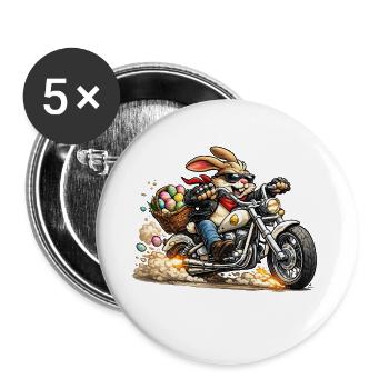 Easter bunny on motorcycle - Buttons large 2.2''/56 mm (5-pack) - white - Front