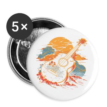 Ukulele Illustration - Buttons groß 56 mm (5er Pack) - Weiß - Vorne