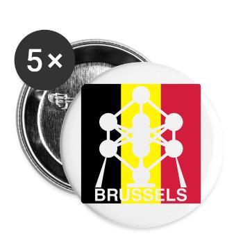 Brüssel Atomium – Ikone des Belgischen Flaggenplatzes - Buttons groß 56 mm (5er Pack) - Weiß - Vorne