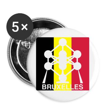 Atomium Brussels – Belgian Flag Square Design - Buttons large 2.2''/56 mm (5-pack) - white - Front