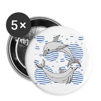 Dauphins - Lot de 5 grands badges (56 mm) - blanc - Devant