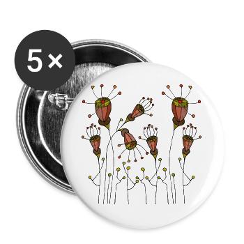 Blumen - Buttons groß 56 mm (5er Pack) - Weiß - Vorne