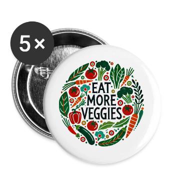 Eat More Veggies Circular Veggie Design - Buttons large 2.2''/56 mm (5-pack) - white - Front