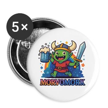 Gobelin Viking Héros amusant - Lot de 5 grands badges (56 mm) - blanc - Devant