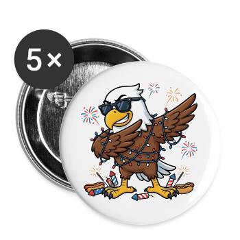 Drôle d’aigle en dab pour le 4 juillet - Lot de 5 grands badges (56 mm) - blanc - Devant