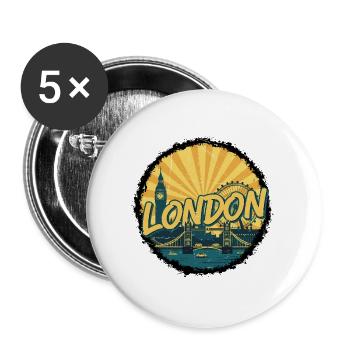 London City Skyline Tower Bridge Retro-Abzeichen - Buttons groß 56 mm (5er Pack) - Weiß - Vorne