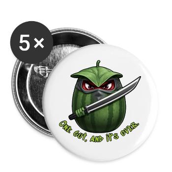 Wassermelone Ninja: Ein Schnitt Ende - Buttons groß 56 mm (5er Pack) - Weiß - Vorne