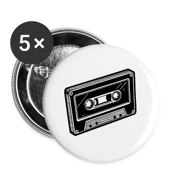 Audio cassette tape - Buttons large 2.2''/56 mm (5-pack) - white - Front