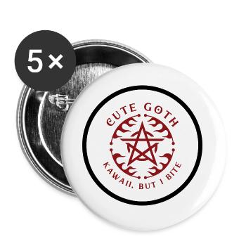 Cute Goth Pentagram Crest - Buttons large 2.2''/56 mm (5-pack) - white - Front