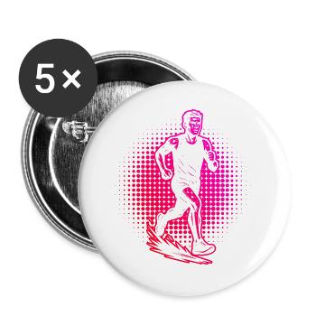 Running Liebe klarer Look für Rennen - Buttons groß 56 mm (5er Pack) - Weiß - Vorne