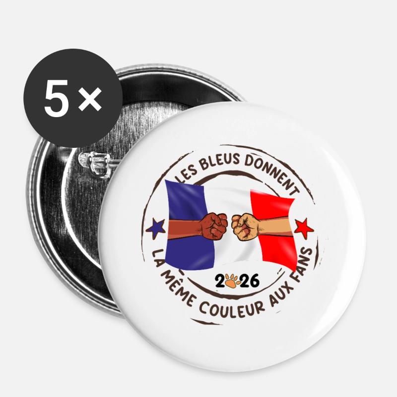 Les_bleus_donnent_la_meme_couleur_aux_fans - Buttons large 2.2''/56 mm (5-pack) - white