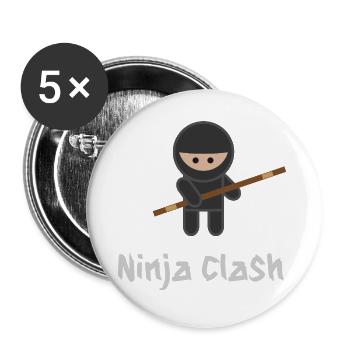 Ninja Fight Sport Bo - Buttons groß 56 mm (5er Pack) - Weiß - Vorne