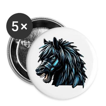 Pferd - Buttons groß 56 mm (5er Pack) - Weiß - Vorne