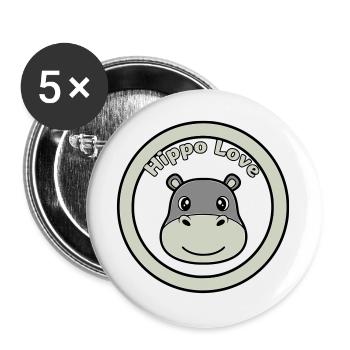 Hippo Love Hippo Logo Badge - Buttons large 2.2''/56 mm (5-pack) - white - Front