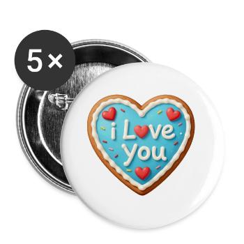 Valentinstag Herz Geschenk Valentinstag - Buttons groß 56 mm (5er Pack) - Weiß - Vorne