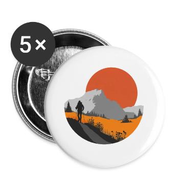 Mountain hike, hiker gift idea - Buttons large 2.2''/56 mm (5-pack) - white - Front