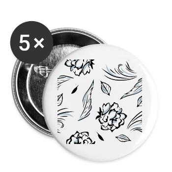 Seamless_pattern_with_roses - Buttons groß 56 mm (5er Pack) - Weiß - Vorne