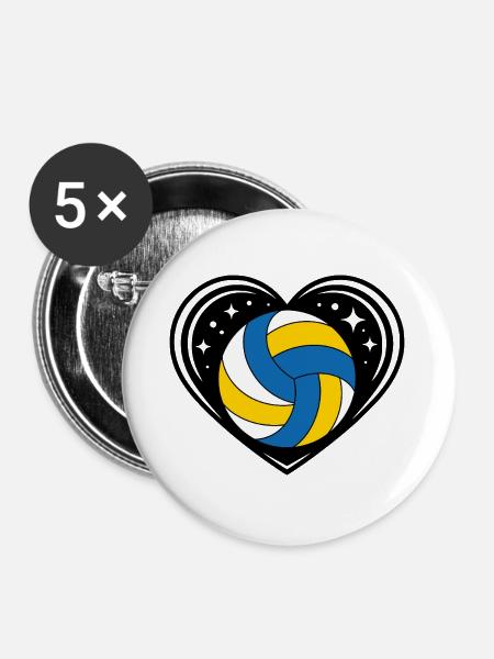 Volleyball Galaxy - Buttons groß 56 mm (5er Pack) - Weiß