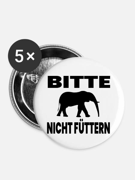 Elefant - Buttons groß 56 mm (5er Pack) - Weiß