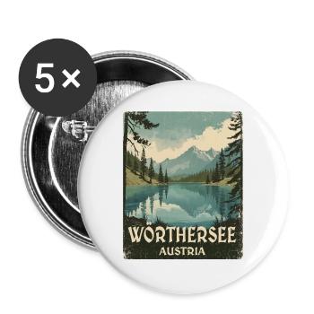 Lac de Wörthersee - Lot de 5 grands badges (56 mm) - blanc - Devant