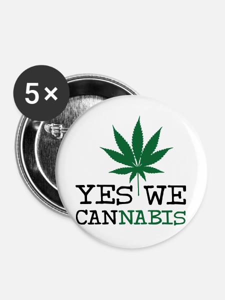Ja, wir Cannabis - Buttons groß 56 mm (5er Pack) - Weiß