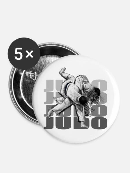 Judo - Buttons groß 56 mm (5er Pack) - Weiß