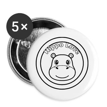 Hippo Love Nilpferd Logo - Buttons large 2.2''/56 mm (5-pack) - white - Front